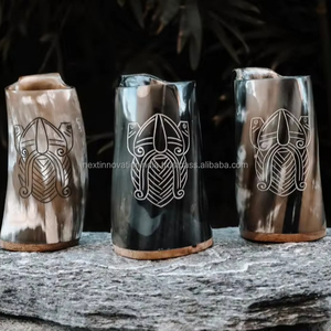 Taza de cuerno de búfalo de acero inoxidable de 700ml de alta calidad, acabado pulido, cuerno vikingo Natural para beber, tapa de cerveza de café para manualidades - Product Image 1