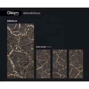Carreaux de porcelaine émaillés aspect marbre brun 800*1600 Finition brillante pour murs et sols Prix bas pour la décoration intérieure des villas - Product Image 3