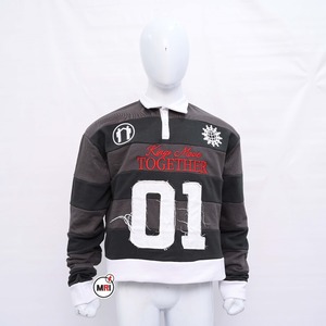 เสื้อแขนยาวสำหรับผู้ชายผ้าฝ้ายปักลายแถบโลโก้ตามสั่ง - Product Image 2