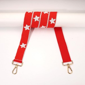 สายกระเป๋าลูกปัดทำด้วยมือพร้อมดาวสีขาวบนพื้นหลังสีแดงปรับได้กระเป๋าสะพายข้างกระเป๋าถืออุปกรณ์เสริมกระเป๋าสำหรับเปลี่ยน - Product Image 1