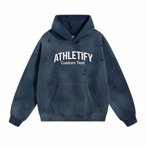 Sudadera con Capucha Casual para Hombre con Diseño Desgastado y Roto, Impresión Digital, Estilo Urbano para un Look Diario con Estilo - Product Image 1