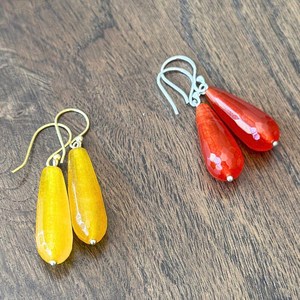 ต่างหูหยดน้ำสีเหลืองทำมือ ประดับอัญมณีทรงเรียบหรู เครื่องประดับหยก เงินแท้ 925 ชุบทอง 14K สไตล์มินิมอล ของขวัญสำหรับเธอ - Product Image 2