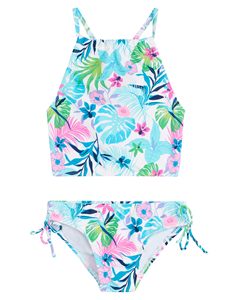 Conjunto de Bikini Halter para Niñas en Oferta - Traje de Baño Personalizado con Estampado Floral para Niñas de 2 a 8 Años con Lazo Sexy y Mezcla de Spandex de Alta Calidad - Product Image 1
