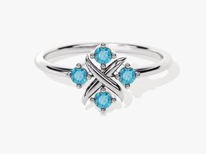 Bague délicate en argent sterling 925 avec pierre de naissance florale en forme de croix, certifiée IGI, bijoux religieux élégants pour femmes, cadeau de mariage, usage quotidien - Product Image 2