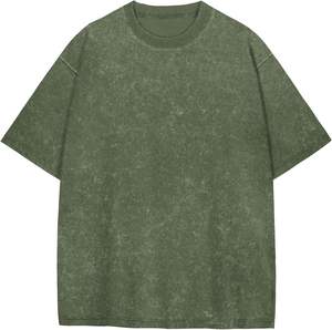 เสื้อยืดผ้าฝ้าย100% ฟอกสีสไตล์วินเทจสำหรับผู้ชายทรงหลวมคอกลมพิมพ์โลโก้แบบปรับแต่งได้ - Product Image 1