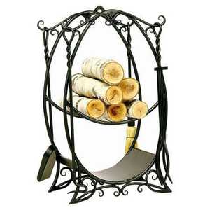 Juego de herramientas para chimenea de artículos domésticos de 4 piezas con bastidores de troncos integrados, incluye 4 herramientas, cepillo de pala de póquer para interiores y exteriores - Product Image 1