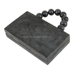 Aaliyan impex กระเป๋าคลัทช์เรซินลายหินอ่อนสีดำคลาสสิกสำหรับผู้หญิงกระเป๋าถือออกงานปาร์ตี้แบบทางการของที่ระลึกที่มีกลิ่นหอม - Product Image 2