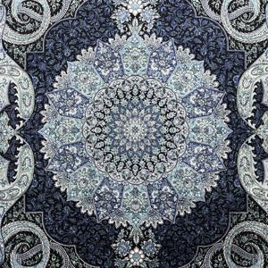 Alfombra Turca Vintage, Alfombra Grande de 6.3x9.9 pies, Alfombra Floral Azul y Negra - Product Image 5