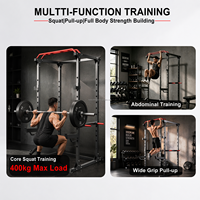 Rack de Squat Robuste avec Banc de Musculation Multifonctionnel et Fonctions de Traction et de Pression Thoracique