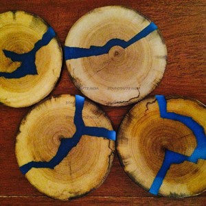 Posavasos de Río de resina polvorienta turquesa, los últimos productos únicos, posavasos de ratán hechos a mano de calidad estándar - Product Image 3