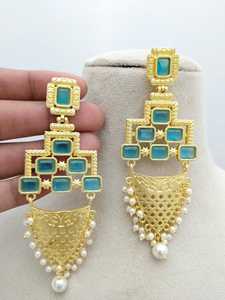Heritage Kundan <b>Jhumkas</b> <b>Earrings</b> Set in Heavy Brass Made Bulk Product Customize Design Modern Pattern - Product Image 3