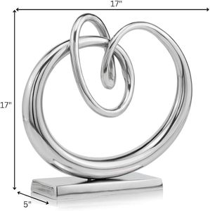 Escultura de Metal abstracta plateada de 17 \ "H para pared, oficina, hogar, entrada, habitación, decoración, estilo artístico navideño, decoración de escultura de mesa - Product Image 2