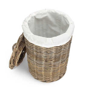 Panier à linge rond en rotin avec doublure blanche Solution de rangement écologique et élégante - Product Image 6
