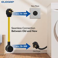 Adaptateur de sèche-linge ELEGRP 4 broches vers 3 broches, adaptateur de prise de sèche-linge NEMA 14-30P vers 10-30R, adaptateur de cordon de sèche-linge robuste 30 ampères 250V