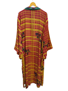 ชุดบิกินี่ชุดคลุมสำหรับกลางคืนเสื้อคลุมยาวแบบเย็บต่อกันชุดกิโมโนทำด้วยมือสไตล์วินเทจผ้าไหมส่าหรี - Product Image 3