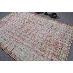 Alfombra turca Vintage rojo Beige 6,2X8,9 pies área grande diseño de retazos de lana para pasillo dormitorio látex para sala de estar cabecera - Product Image 4