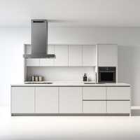 Ensemble d'armoires de cuisine modulaires personnalisées avec structure en MDF et plan de travail en marbre artificiel, armoires murales modernes pour appartements