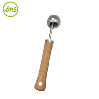 Groothandel handmatige roestvrijstalen meloenbaler met houten handvat, multifunctioneel, draagbaar, met aangepast logo