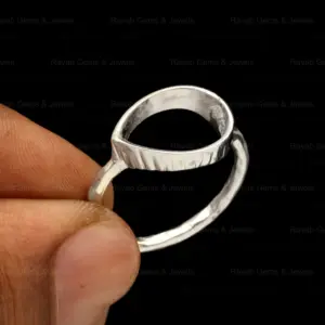 Semi Mount 8x12mm pir cincin perak murni dukungan Cow kosong pengaturan dasar gunung tanpa batu untuk DIY perhiasan tatahan