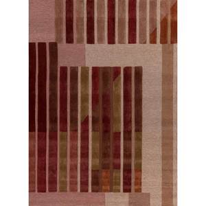 Alfombra de Lana y Viscosa Tejida a Mano con Rayas Rojas y Naranjas, Modelo Tnq-3236 (Cs-01), para Decoración de Sala de Estar - Product Image 1