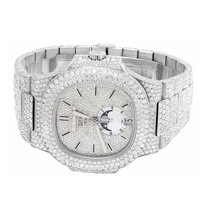Montre en acier inoxydable sertie de moissanite et de quartz, style tendance - Product Image 4