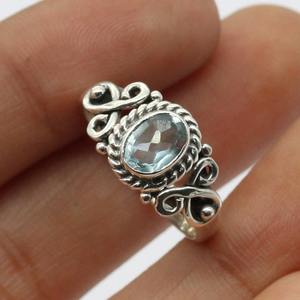 925 Sterling Silver Blue Topaz <b>Spinner</b> <b>Ring</b> 925 Sterling Silver Gemstone Handmade Girls <b>Ring</b> Jewelry Natural Solid <b>Ring</b> Jewelry - Product Image 2