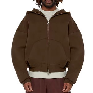 Personnalisé unisexe lourd coton épaule vintage lavé hommes 500 Gsm boxy zip up sweat à capuche recadrée boxy double zippé DDP expédition - Product Image 5