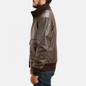 Chaqueta de Cuero para Hombre, Estilo Bomber, Color Marrón Columbus, Cuero Vacuno Auténtico, Hecha con Cuero de Primera Calidad - Product Image 5
