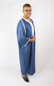 Lujoso Gandoura marroquí para hombres en azul Kaftan hecho a mano vestidos 10 OEM lavable tradicional personalizado aceptado OEM Avaliab - Product Image 3