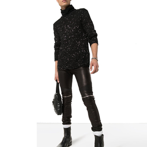 OEM Custom Logo Punk Club Faux Leather Pants <b>Men</b> Zip Biker <b>Jeans</b> Leather Pants Custom Leather Motorcycle Pants for <b>Men</b> Hip Hop - Product Image 3