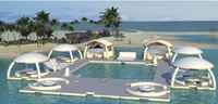 Plateforme aquatique gonflable géante commerciale, piscine flottante gonflable, quai de yacht, île flottante avec tente