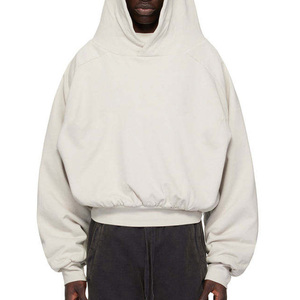 Sweat à capuche boxy en coton double couche French Terry personnalisé 400Gsm Streetwear Sweat à capuche lourd à capuche court Sweat à capuche pour homme Fabricant de sweats à capuche - Product Image 3