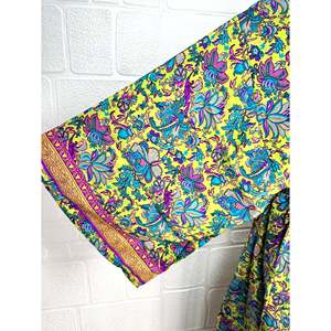 Kimono en soie style bohème chic pour femme, 1 pièce, robe de plage avec motif Paisley bleu et floral, cadeau de luxe pour anniversaire - Product Image 4