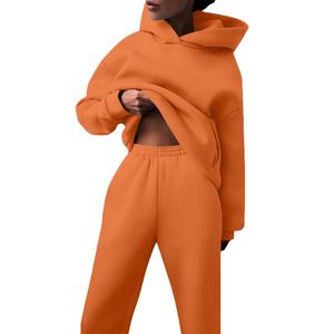 Survêtement d'hiver pour femmes Automne Hiver Coton épais 2 pièces Pantalon de survêtement et sweat à capuche Ensemble de jogging ample pour femmes 2026 - Product Image 3