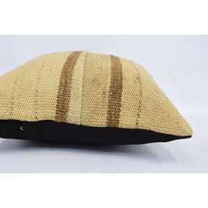 Beige 16x16 pulgadas lana Kantha bordado almohada tejida patrón Vintage almohada - Product Image 5