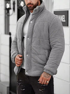 ustomizable Winter Puffer Jacket with Stand Collar Breathable & Quick Dry Hooded <b>Sherpa</b> <b>Fleece</b> Fabric for <b>Men</b> and Women - Product Image 5