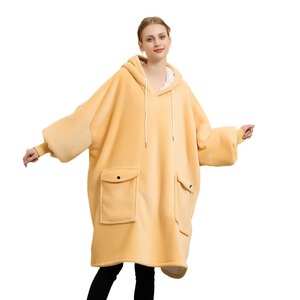 Couverture-sweat à capuche d'hiver avec manches, en polaire, surdimensionnée, super longue, pour femme, pyjama doux et chaud, couverture Sherpa pour adultes - Product Image 2