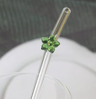 Accessoires de bar de luxe haut de gamme, pailles en verre borosilicate réutilisables à motif floral, écologiques, sans danger pour les aliments, résistantes à la chaleur