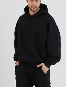 Vente en gros de survêtements en coton épais uni pour hommes, survêtement à capuche personnalisé, survêtement de gym, ensemble deux pièces avec capuche surdimensionné - Product Image 3
