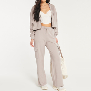 Sudadera con capucha de invierno con estampado personalizado, sudaderas con capucha de lona recortadas para mujer con Top corto con cordón, servicio OEM de Pakistán - Product Image 5