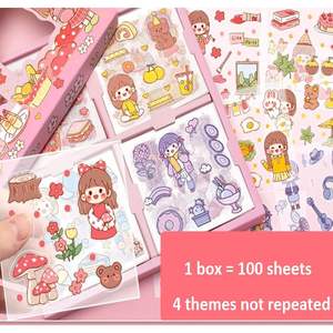 Ensemble d'autocollants DIY Kawaii de 100 feuilles, autocollants adhésifs pour scrapbooking, autocollants Washi pour enfants, pour la décoration de la maison et les albums de style anime - Product Image 6