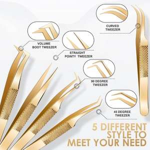 มืออาชีพสแตนเลสกุหลาบทองขนตาสับชุดสําหรับต่อขนตารายการขายส่งฉลากส่วนตัว - Product Image 6