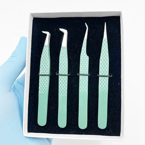 Pinzas de pestañas de volumen recto y fino de 45 75 grados, pinzas de sujeción fuerte de etiqueta privada, punta de fibra, pinzas de extensión de pestañas personalizadas - Product Image 6