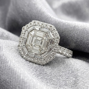Fabricants de bijoux chinois, meilleures ventes : Bague de mariage classique en or blanc 18 carats, diamant de haute qualité taille brillant, style cluster, taille pie-cut - Product Image 1