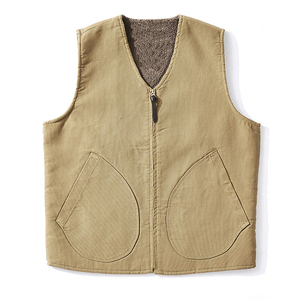 Chaleco de lana reversible con logotipo personalizado de invierno, abrigo informal de Color sólido con bolsillo frontal cálido para hombres - Product Image 1