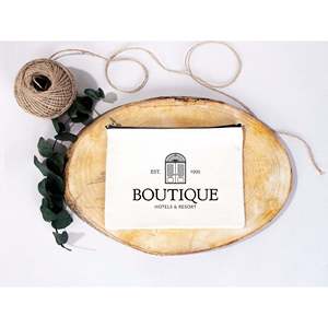 Bolsa de Mano de Algodón Blanca de 8x6 con Logotipo Personalizado, Bolsa de Cosméticos Portátil Ecológica con Cierre, Bolsa de Maquillaje con Letras a la Moda - Product Image 2