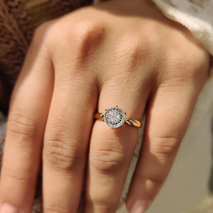 Bague de fiançailles solitaire en diamant de laboratoire de 1 carat, taille portugaise, sertie en panier, or 14K plaqué rhodium, design antique, couleur DEF - Product Image 4