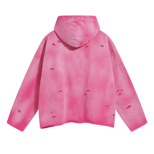 Sweat à capuche en jean mélangé 100% coton personnalisé délavé au soleil délavé à l'acide Vintage Streetwear Basics brodé soleil Design hiver - Product Image 6