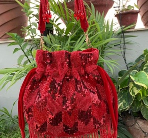 Indian Handmade Beads Work Potli <b>Bag</b> Ethnic Indian Embroidered Latest Design <b>Women</b> Wedding Gift Handbag - Product Image 3