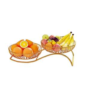 Corbeille à fruits en fil métallique Organisateur de rangement polyvalent pour la maison et la cuisine Bol à fruits et légumes en fer (or) - Product Image 1